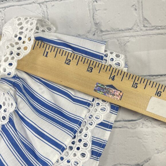 MISA Mini Dress Womens XS Stripe 100% Linen Coastal Coquette Ruffle Beach Resort - Picture 7 of 11